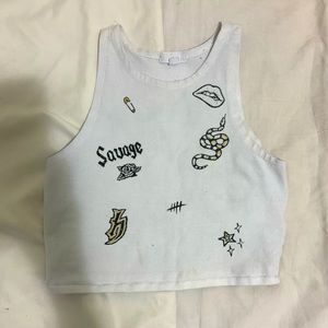 Ribbed cropped graphic Tank Top